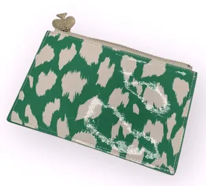 Kate Spade Painterly Cheetah Ikat Green Zippered Pouch with Pull Charm thumbnail 3