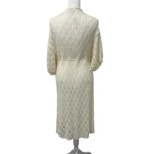 POL Crochet Ivory Beach Cover‎ Up Kimono Cardigan Tassel Tie Waist Size S NWOT thumbnail 11
