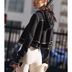 FP Movement First Place Long Sleeve Cropped Pullover Hoodie Sweatshirt Black M thumbnail 2