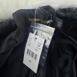 Gabrielle Union NWT Black Wool Blend Belted Coat Removable Faux Fur‎ Collar XS thumbnail 5