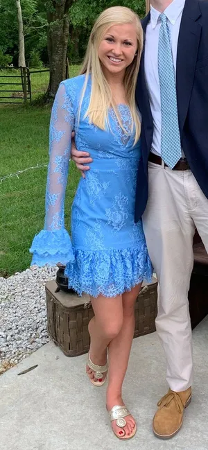No Big Deal Light Blue Lace One Of A Kind Dress thumbnail 1