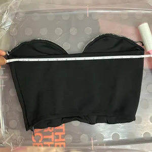 ZARA Black Embellished Bustier Corset Crop Top Bloggers Favorite Size Large‎ thumbnail 9