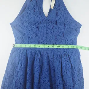 Altar'd State -798‎ Blue Lace Halter Mini Dress Cocktail Date Night Size Medium thumbnail 8