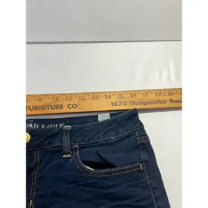 American Eagle Outfitters Super Stretch Raw Hem Shorts Women 12 Dark Wash thumbnail 8