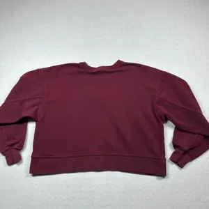 Nike Women’s Cropped Crewneck Sweatshirt Burgundy Logo Fleece Size Small thumbnail 2