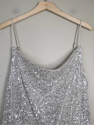 SO Women's XL Cowl Neck Spaghetti Strap House Party Sequin Dress NEW thumbnail 3