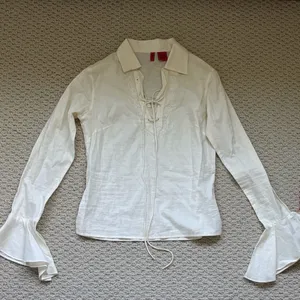 FRIENDS Cream Lace-Up Blouse with Flared Sleeves. BNWT thumbnail 1