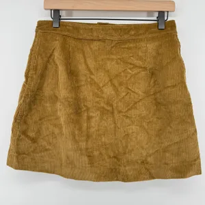 American Apparel Button Front‎ Corduroy Mini Skirt Camel Tan Women L USA Made thumbnail 2