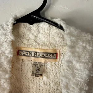 Joan Harper Cream Cable Knit Mock Neck Sweater‎ Pullover Medium Popcorn White thumbnail 6