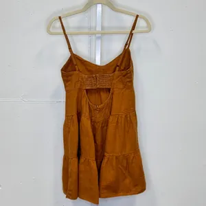 Honorine‎ Jill Tiered Linen Mini Dress Light Brown XS Sleeveless Boho Summer thumbnail 2