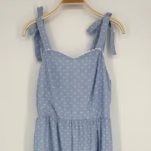 Shabby Chic Maxi Dress‎ Size 12 Blue White Striped Eyelet Lace NWT Cottagecore thumbnail 6