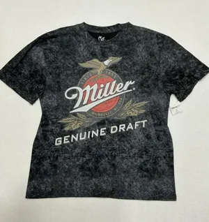 Miller Genuine Draft Womens XS T Shirt Acid Wash Beer Graphic Tee NWT Black thumbnail 1