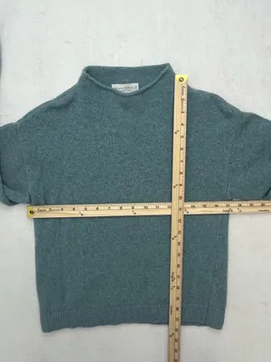 Bianco & Blu Womens Blue Green Made In Italy Wool Blend Mock Neck Sweater Medium thumbnail 8