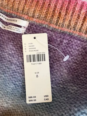 NWT Anthropologie Sunset Sweater Knit Maxi Skirt Pink Purple‎ Size 8 Wool Blend thumbnail 4