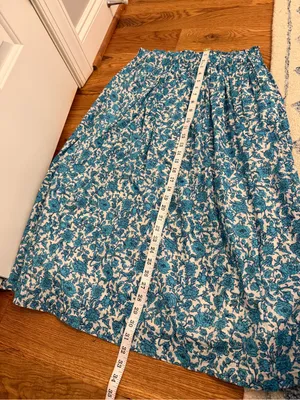 J.Crew Smocked-waist cotton voile midi skirt in blue blooms block print size S thumbnail 8