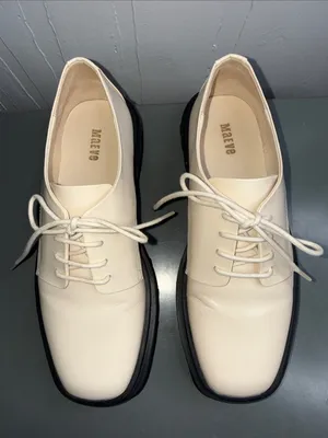 Anthropology Maeve Cream Lace-Up Platform Loafers with Black Sole thumbnail 3