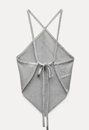 ZARA Open Back Sparkly Crop Top thumbnail 9