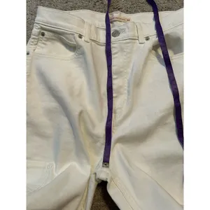 Levis Womens Size 30 White/cream High Waisted‎ Wide Leg Crop Utility Cargo Jeans thumbnail 3