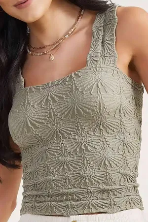 Cami Tank Top With Jacquard Floral thumbnail 2