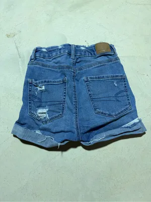 American Eagle Outfitters curvy hi-rise shortie Distressed Blue Denim Short 00 thumbnail 7