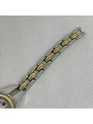 Women’s silver gold tone watch quartz 22mm mop dial links bracelet 6.5” running thumbnail 4