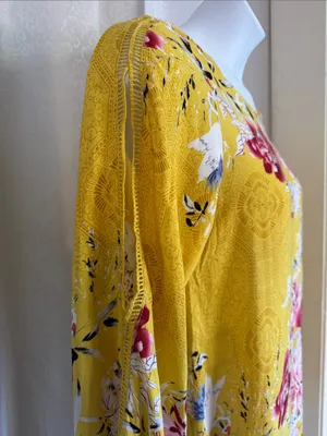 JAASE Yellow Floral Long-Sleeve Ruffle-Hem Dress thumbnail 5
