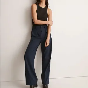 NWT Madewell Straight-Leg Pants High Rise, Drapeweave TENCEL™ Blend – Navy color thumbnail 11