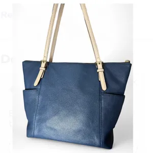 Michael Kors Deep Blue Saffiano Leather Over Shoulder Handbag with Gold Hardware thumbnail 2