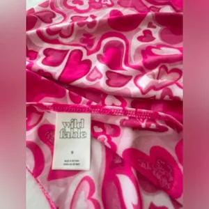 Wild Fable Women's Mesh Side Tie Cover Up Skirt Pink Heart Print thumbnail 4