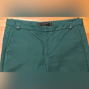 ZARA Green‎ Cotton Stretch Cropped Ankle Pants Button Details Size 4 1628/225 thumbnail 6