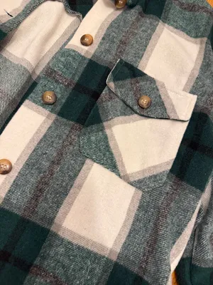 SheIn Green and white flannel thumbnail 3