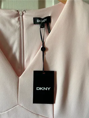 DKNY Pink Pleated Short Sleeve V-Neck Sheath Dress Sz 10 Autumn Wedding Guest thumbnail 8