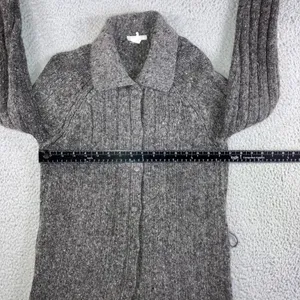 J. Crew Cardigan Sweater Women Medium Gray Wool Blend‎ Button Knit Mid Length thumbnail 3