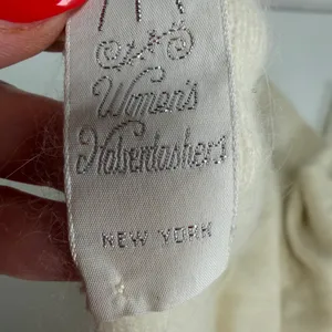 Women's Haberdashers Scarf Cream Angora Wool Blend Vintage 80s Fuzzy Soft Warm thumbnail 4