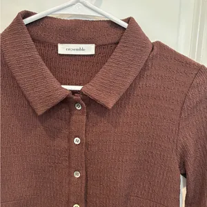 These Three Boutique NWOT Brown Long Sleeve Button-Up Shirt thumbnail 3