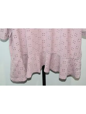 Pink Eyelet Knit Open Front Cardigan Size 2XL thumbnail 5