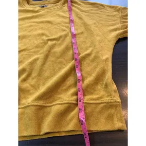 Aerie Soft‎ Velour Sweatshirt Women XS Mustard Yellow Oversized Cozy Top Comfy thumbnail 10