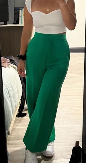 green cropped culottes pants thumbnail 2