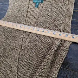 Lauren Ralph Lauren Sleeveless Cardigan Sweater Brown Heavy Knit Frog Button XS thumbnail 4