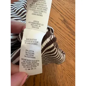 Aerie Henley Tank Top Womens XL Brown White Striped Ribbed Button Sleeveless thumbnail 7