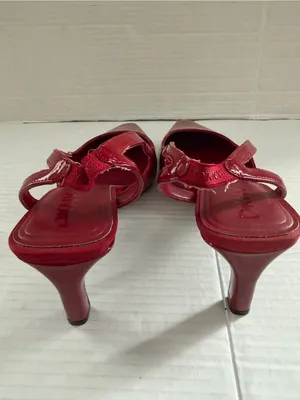 DKNY Women's Carson Pointed-Toe Slingback Pumps Ruby Red patent Heels Size 9.5 thumbnail 3