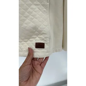 LL Bean Sweater size S Petite cream Pullover Outdoor Mock Neck quilted thumbnail 6