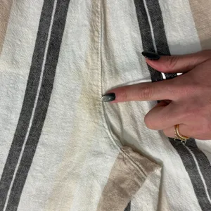 Anthropologie Beige Black White Neutral Stripe Linen Blend Wide Leg Pants size M thumbnail 9