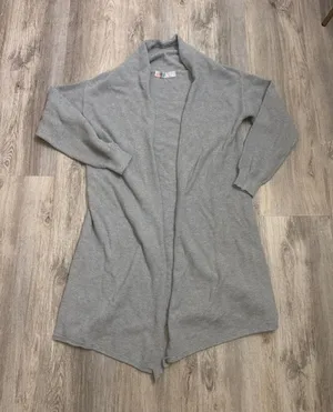 Free People Beach Gray Longline Open Front‎ Textured Knit Cardigan Sweater Small thumbnail 1