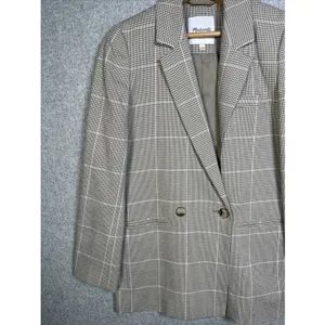 Madewell Womens Small Plaid Double Breasted Blazer Jacket Beige Neutral Academia thumbnail 6