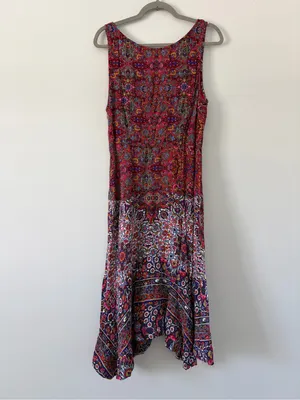 Anthropologie Maeve Violette Sleeveless Asymmetrical Hem Paisley Pink Red Dress thumbnail 7
