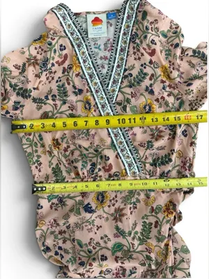 FARM Rio 100% Viscose Pink Floral Wrap Long Sleeve Maxi Dress Size Medium🌸💗 thumbnail 16