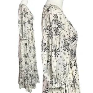 Free People Bohemian Billowy Ethereal Floral Golden Hour Maxi Dress Ivory Large thumbnail 9