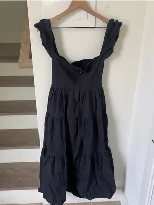 Staud Elio Off The Shoulder Dress in Black thumbnail 4