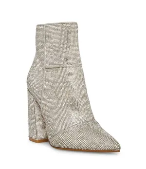 Steve Madden Silver Rhinestone Sparkle Bling Nola Bootie Heels Boots thumbnail 1